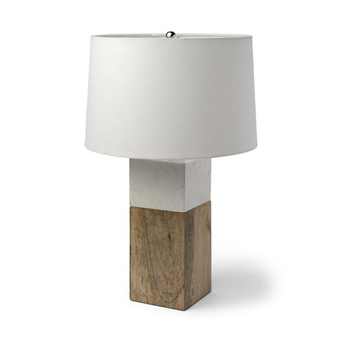 68158 - Woodrow (22.3"H) Light Brown Wood w/ White Accent Table Lamp