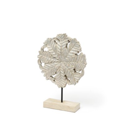 68169 - Kamara I (Small) 12L x 4W White Washed Wood W/Antiqued Silver Botanical Decorative Object