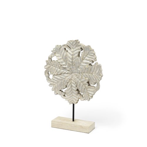 68169 - Kamara I (Small) 12L x 4W White Washed Wood W/Antiqued Silver Botanical Decorative Object