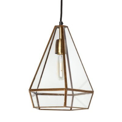 68176 - Prima 9.5x12.5 Gold Metal and Glass Pyramid Pendant Light