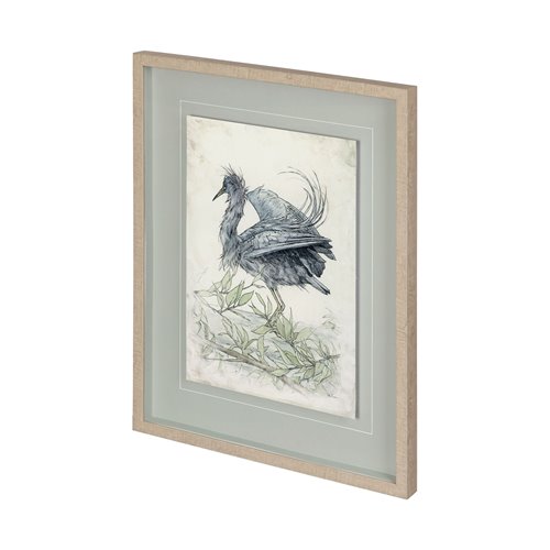 12471 - Tricolored Heron by Mercana Studio a Hand Embellished Textured Framed Art Print Matted under Glass