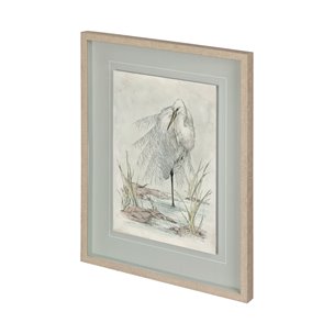 White Egret by Mercana Studio a Hand Embellished Textured Framed Art Print Matted under Glass