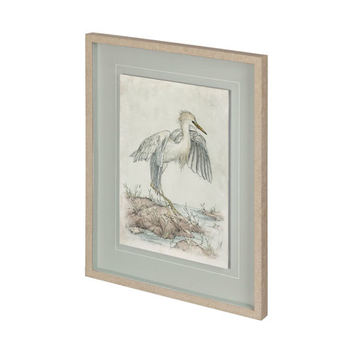 12468 - Cattle Egret by Mercana Studio a Hand Embellished Textured Framed Art Print Matted under Glass
