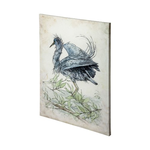 101185-L - Tricolored Heron by Mercana Studio a Hand Embellished Textured Canvas