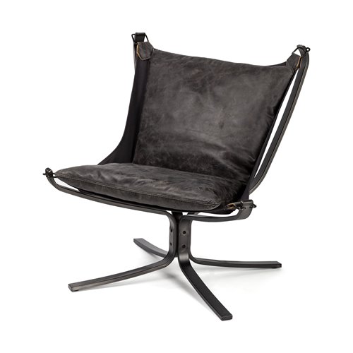 67937 - Colarado Black Leather Cushions w/ Black Metal Frame Sling-Style Accent Chair 
