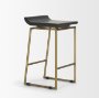 67852 - Givens 24.25"H Brown Wood Seat Gold Metal Frame Stool