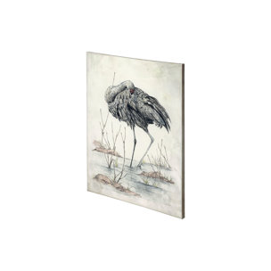 Sandhil Crane by Mercana Studio a Hand Embellished Textured Canvas