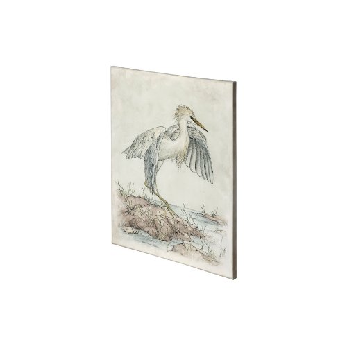 101182-S - Cattle Egret by Mercana Studio a Hand Embellished Textured Canvas