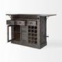 67553-AB - Cheers Dark Brown Solid Wood  Wine Bottle Storage Kitchen Island