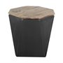 67519 - Esagono Octagonal Black Metal-Clad Reclaimed Wood End/Side Table w/ Storage
