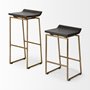 67991 - Givens 30.25"H Seat Height Brown Wood Seat Gold Metal Base Stool