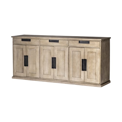68204 - Braxton III 81.5x18.5 Natural Brown Solid Wood 3 Drawer 6 Door Sideboard