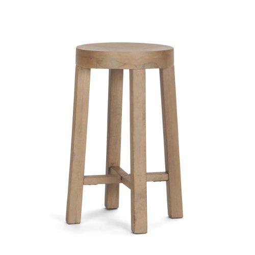68210 - Brahma 26" Total Height White Washed Wood Stool
