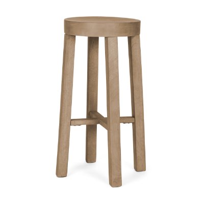 68211 - Brahma 30" Total Height White Washed Wood Stool
