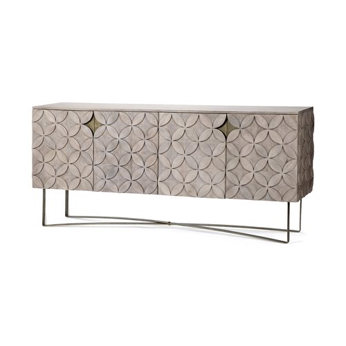 68222 - Excelsior I (72x18.3) Solid Wood Gold Metal Base 4 Cabinet Door SideBoard