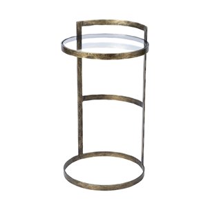 Reimer 15L x 15W Gold Round Glass Top W/Metal Frame Accent Table 