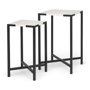 68240 - Lucas III (Set of 2) 15L x 15W; 12L x 12W White Marble W/Black Iron Frame Accent Tables