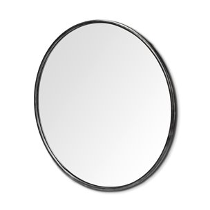 Piper 47.2L x 1.0W x 47.2H Large Black Metal Round Wall Mirror