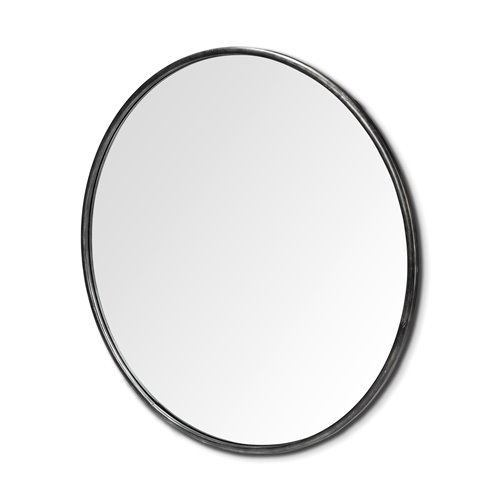 68248 - Piper 47.2L x 1.0W x 47.2H Large Black Metal Round Wall Mirror