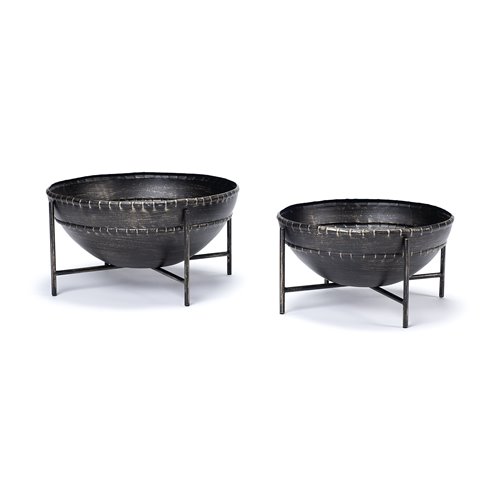 68251 - Cauldron (Set of 2) Brown Metal Bowls