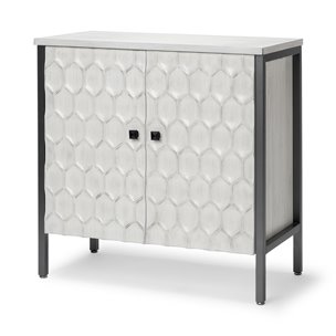 Savannah White Fir Veneer w/ Gray Metal 2-Door Accent Cabinet