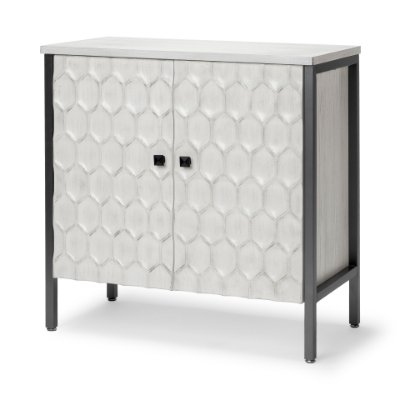 68267 - Savannah White Fir Veneer w/ Gray Metal 2-Door Accent Cabinet