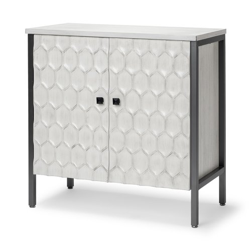 68267 - Savannah White Fir Veneer w/ Gray Metal 2-Door Accent Cabinet