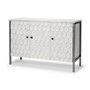 68268 - Savannah White Fir Veneer & Gray Metal 3-Door Accent Cabinet 
