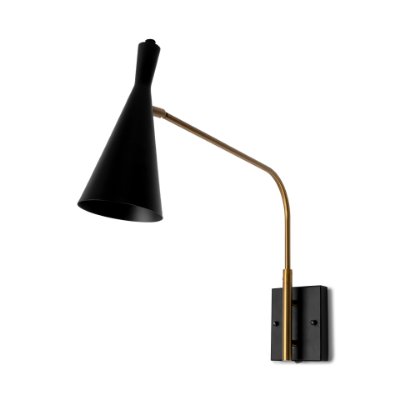 68287 - Tremont I 23"L x 5.25"W x 17.5"H Black/Gold Metal Conical Shade Wall Sconce