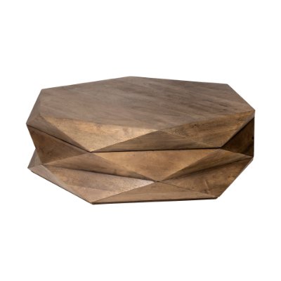 68229 - Arreto 48" Hexagonal Hinged Solid Wood Top and Base Coffee Table 
