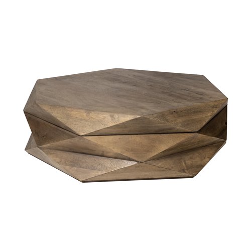 68229 - Arreto 48" Hexagonal Hinged Solid Wood Top and Base Coffee Table 