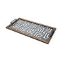 68295 - Fantuz 32L x 16W Gray Metal, Wood and Glass Serving Tray