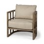67515 - Skylar II Tan Fabric Covered Cushioned Demi-Lune Wooden Frame Accent Chair 