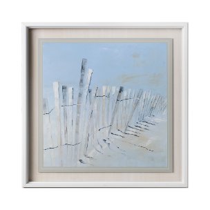 Ocean Fence by Mercana Studio a Hand Embellished Textured Framed Art Print Matted under Glass