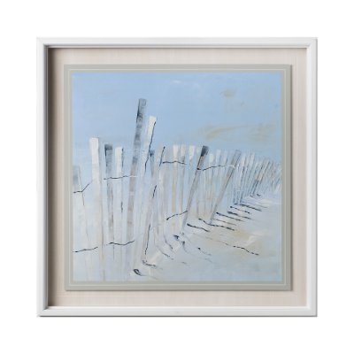 12598 - Ocean Fence by Mercana Studio a Hand Embellished Textured Framed Art Print Matted under Glass