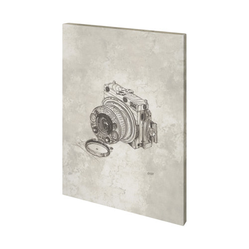 101421-S - Compass Camera Bronze I by Mercana Studio a Hand Embellished Textured Canvas