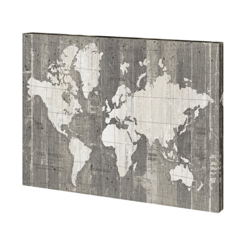 101428-S - Old World Map Neutral by Mercana Studio a Hand Embellished Textured Canvas