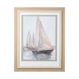 Plein Air Sailboats II by Ethan Harper a Framed Art Print Matted under Glass