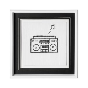 Boom Box by Lawyer a Hand Embellished Textured Framed Art Print Matted under Glass