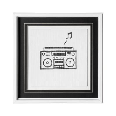 12626 - Boom Box by Lawyer a Hand Embellished Textured Framed Art Print Matted under Glass