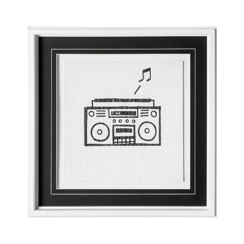 12626 - Boom Box by Lawyer a Hand Embellished Textured Framed Art Print Matted under Glass