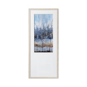 Anchored In Blue I by Aziz Kadmiri a Hand Embellished Textured Framed Art Print Matted under Glass