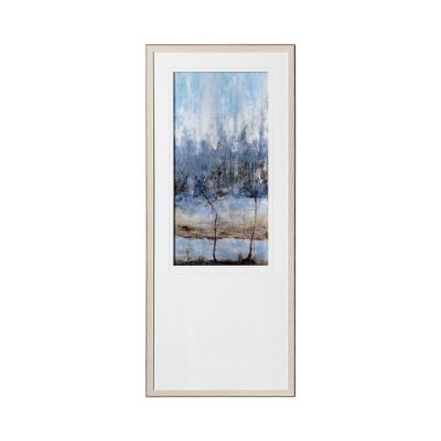 12671 - Anchored In Blue I by Aziz Kadmiri a Hand Embellished Textured Framed Art Print Matted under Glass