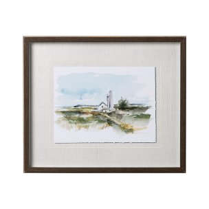 Rural Plein Air I by Ethan Harper a Hand Embellished Textured Framed Art Print Matted under Glass