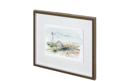 12703 - Rural Plein Air II by Ethan Harper a Hand Embellished Textured Framed Art Print Matted under Glass