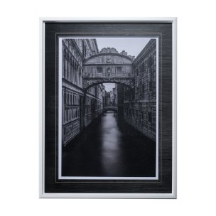 B&W Bridge of Sighs by Danny Head a Hand Embellished Textured Framed Photo Art Print Matted under Gl