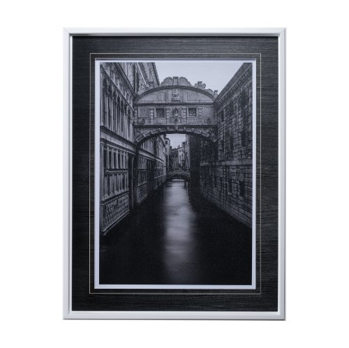 12712 - B&W Bridge of Sighs by Danny Head a Hand Embellished Textured Framed Photo Art Print Matted under Gl
