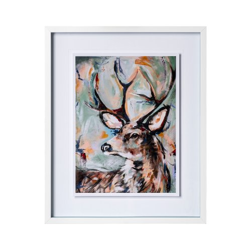 12729 - Buck by Altamura a Hand Embellished Textured Framed Art Print Matted under Glass