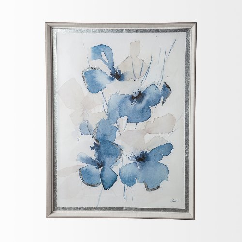 12734 - Aubretia II by Melody Ducharme a Hand Embellished Textured Framed Art Print Matted under Glass