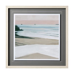 Coastal Lines II by Emma Scarvey a Hand Embellished Textured Framed Art Print Matted under Glass